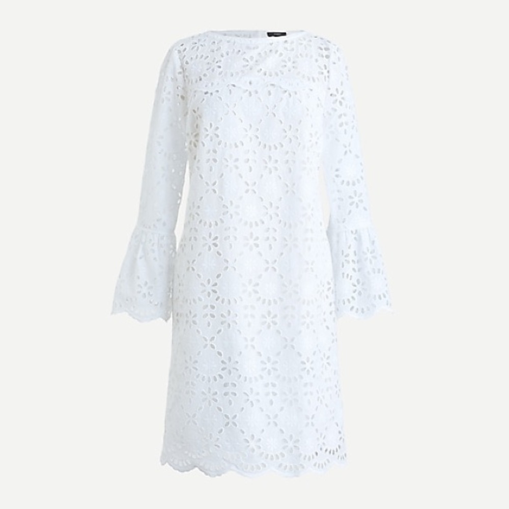J. Crew Bell-Sleeve Dress In Embroidered Eyelet - Picture 6 of 8